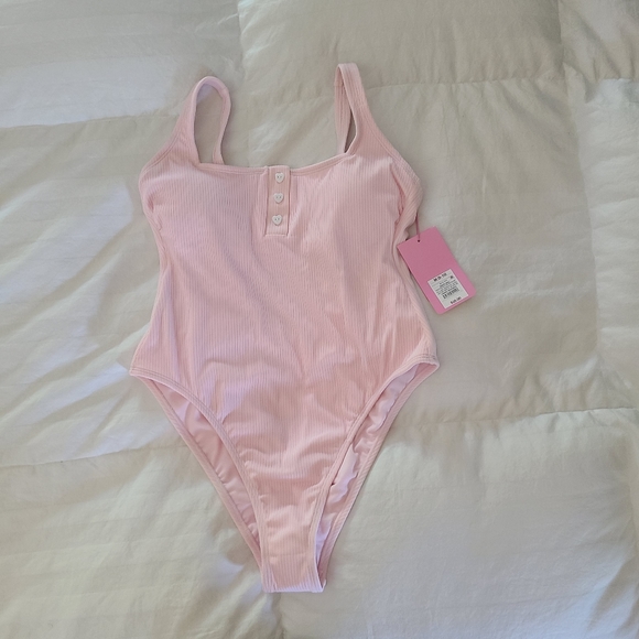 Stoney Clover Lane @Target Ribbed Henley One Piece Swimsuit Size M (8-10) - Picture 1 of 5